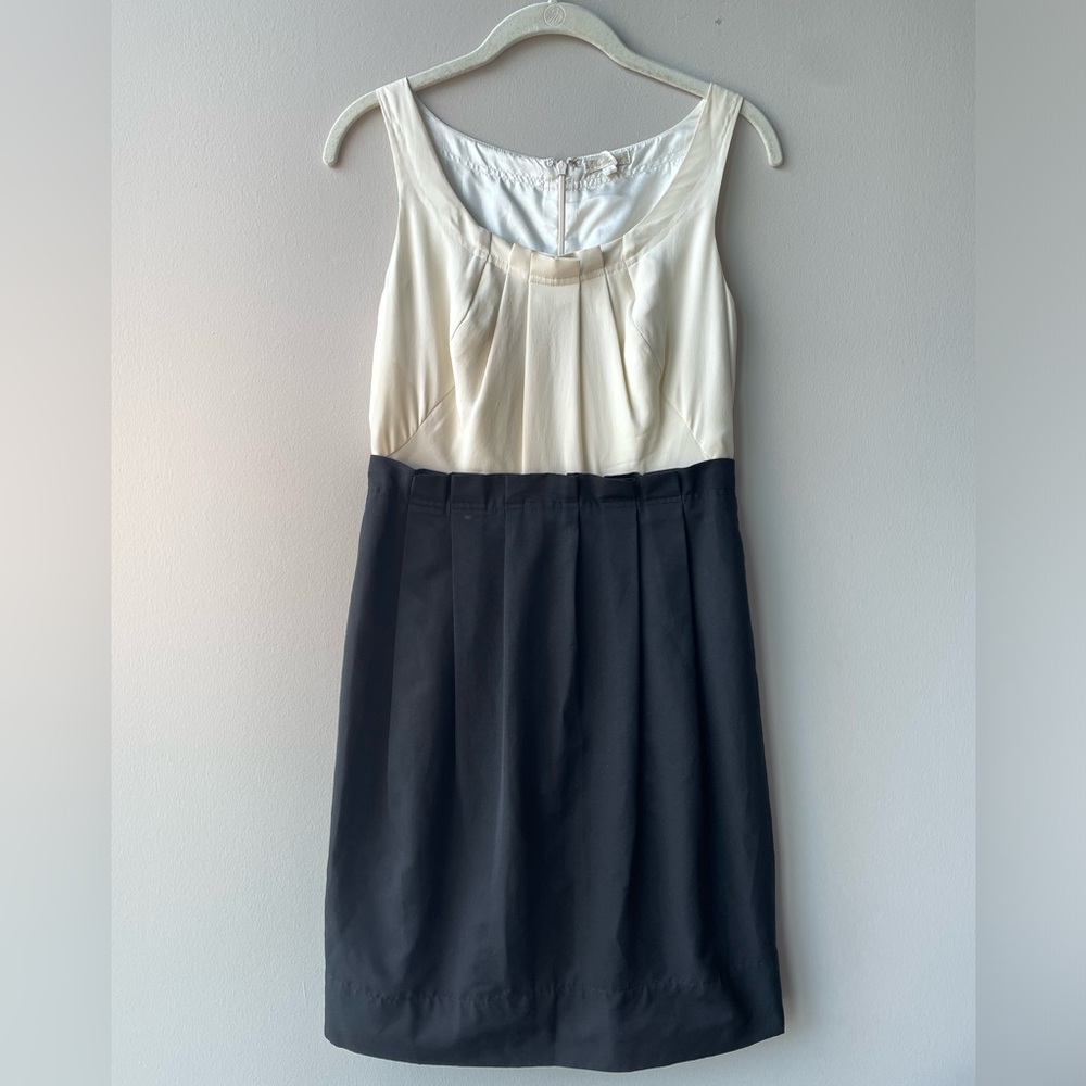 Shoshanna Tuxedo Paperbag High Waist Dress, Black and Ivory, Size 6